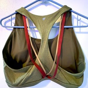 Fabletics boost medium impact sports bra in dark moss heather